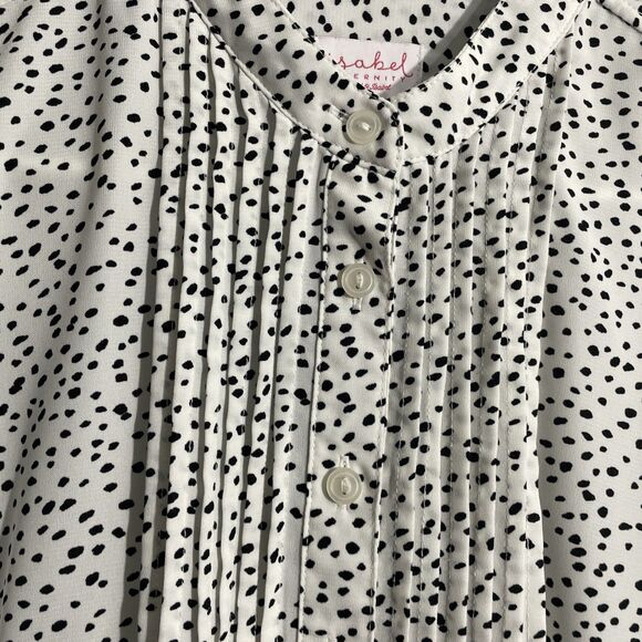 Isabel Maternity Women’s M Black White Roll-Tab Long Sleeve Blouse Back Tie - Picture 5 of 15